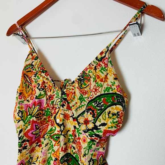 BA&SH Baila Floral Button-Front A-Line Midi Dress Size Small Spaghetti Strap - Picture 4 of 16